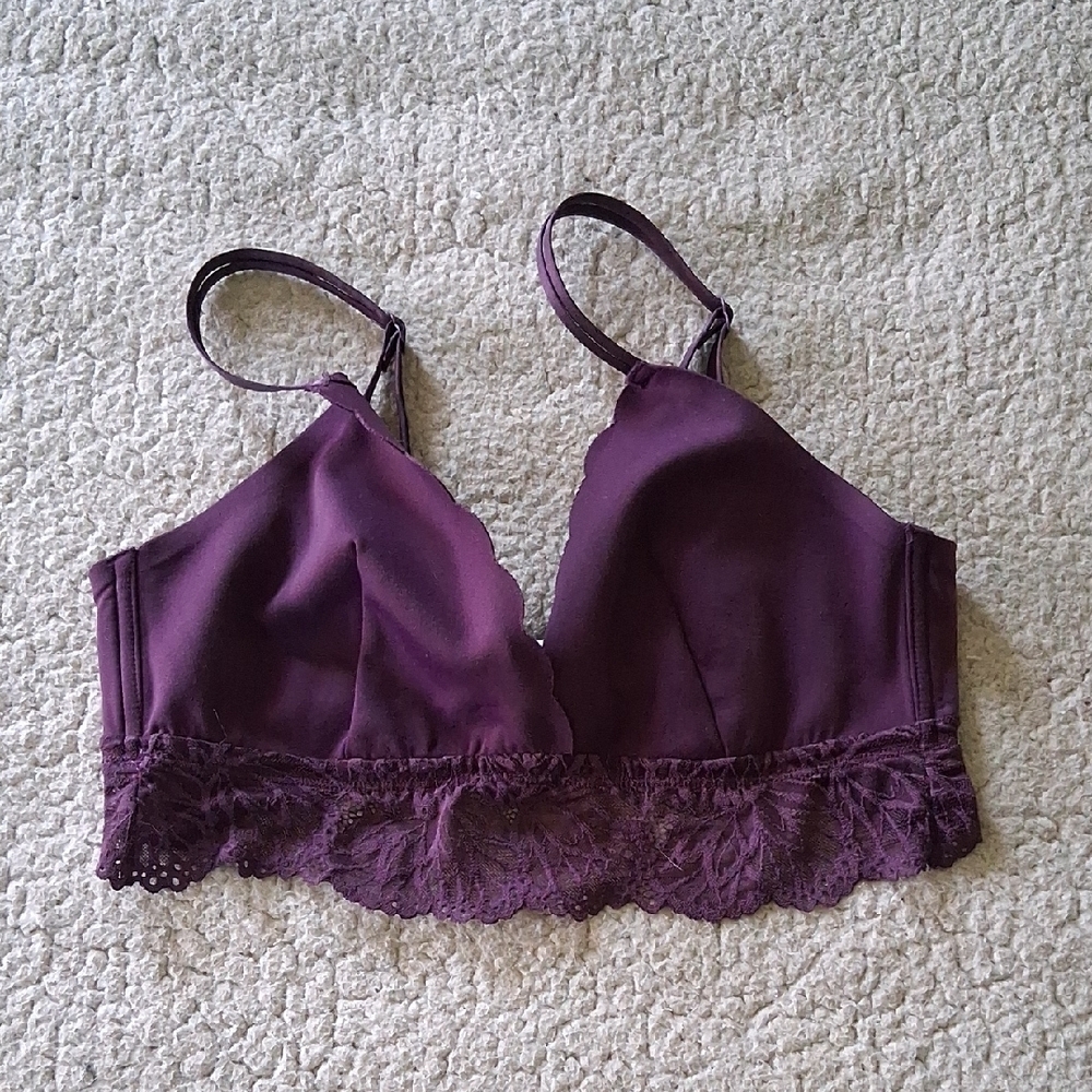 Auden Deep Purple Lace Trim Bralette